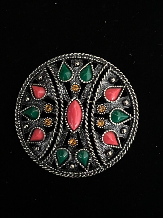 Emmons Brooch african Queen Large Rhinestone Gorgeous Multicolored