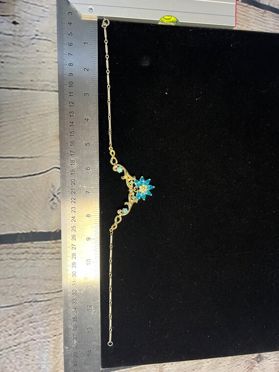 Beautiful unsigned midcentury blue flower choker … - image 6