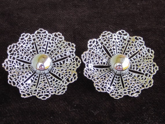 Vintage Sarah Coventry huge silvertone earrings "… - image 1