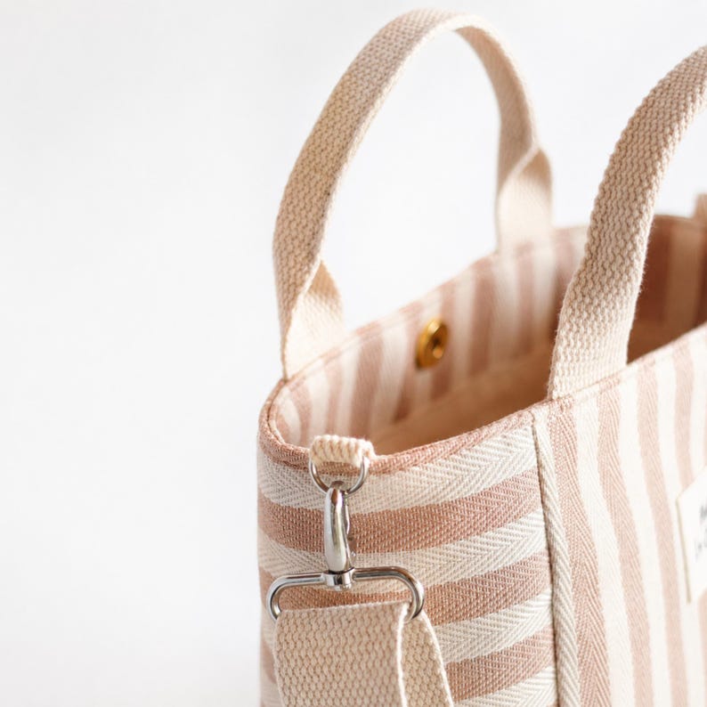 Mini crossbody tote bag made with fabric and structured bag pattern