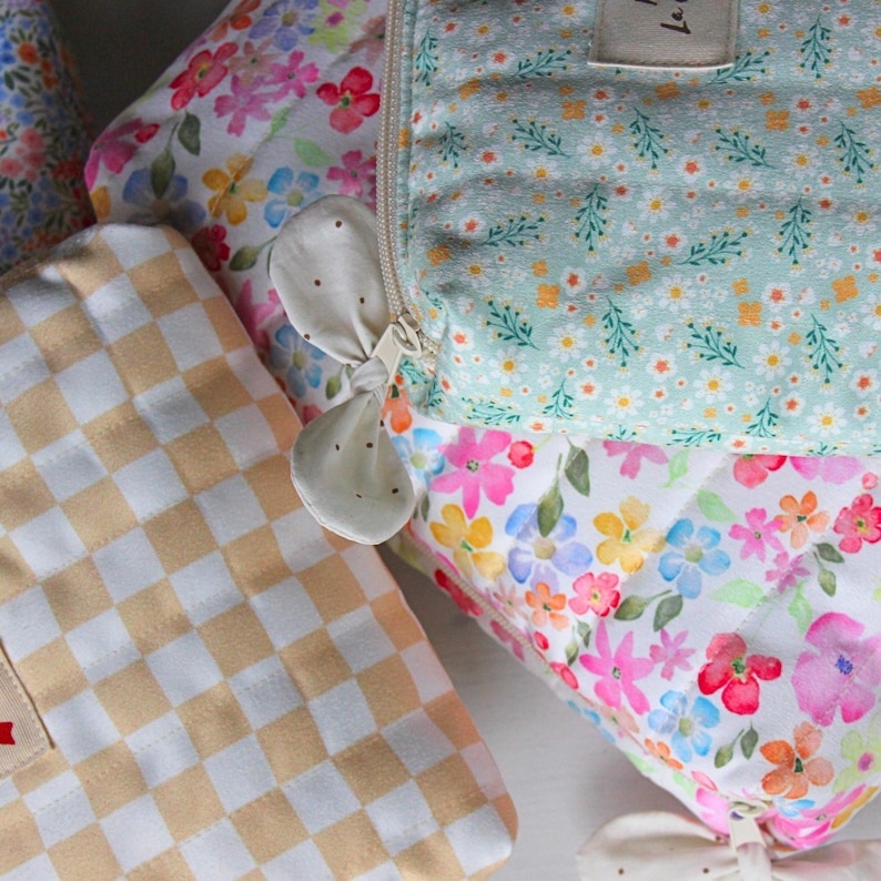 Quilted toiletry bag sewing pattern for travel and organization