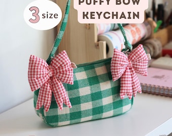 Quilted Bow Keychain Sewing Pattern, Handbag Charm PDF Pattern