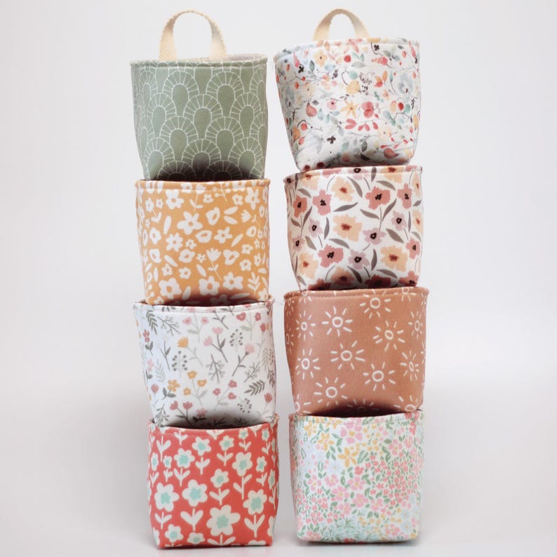 Small fabric pouch sewing pattern used as Skadis pegboard accessory organizer