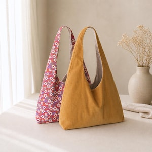 Large tote bag handmade with hobo bag pattern