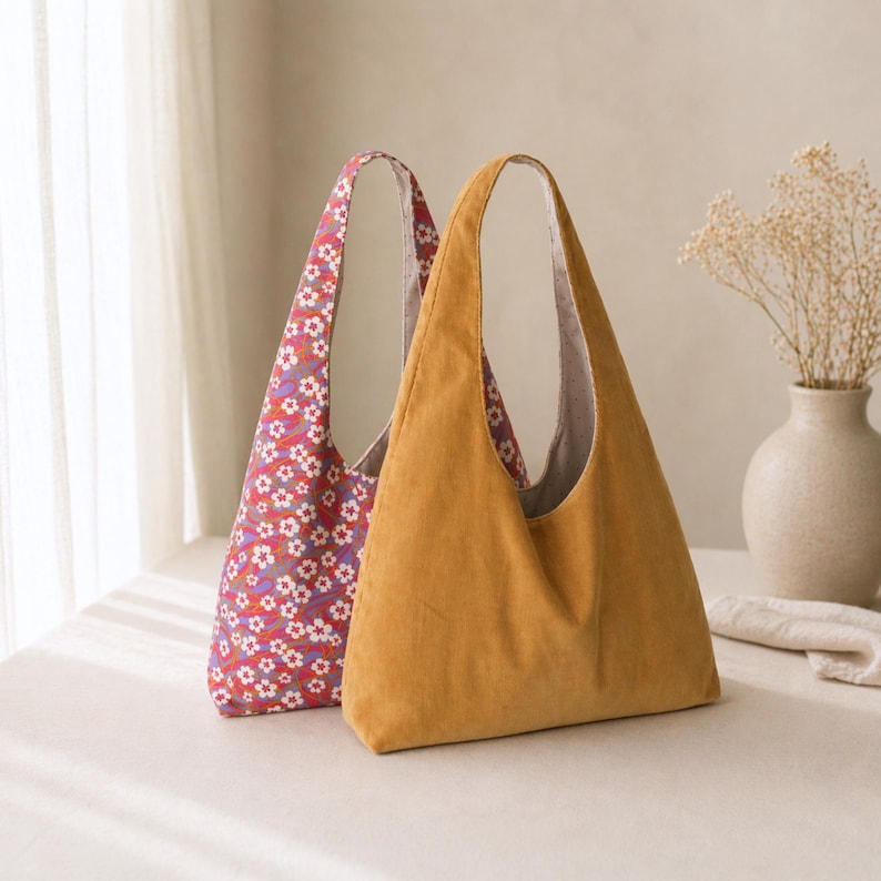 Large tote bag handmade with hobo bag pattern