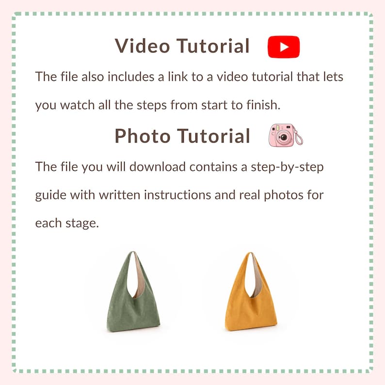 Bag sewing pattern PDF with video tutorial