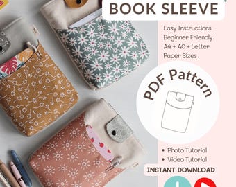Handgemachte Stoffbuch-Hülle, Anleitung für Buchumschlag, Geschenke für Bücherwürmer