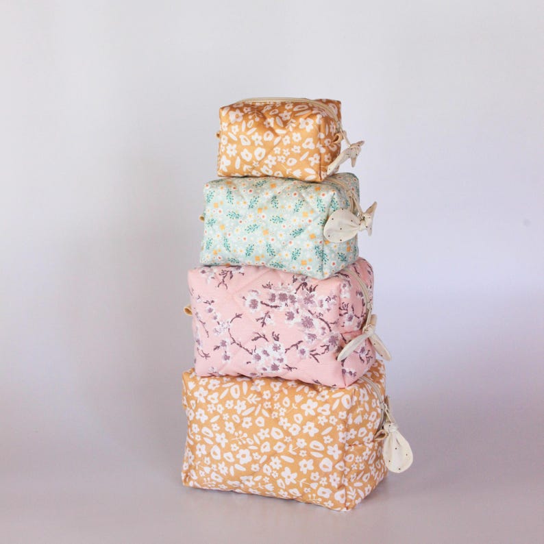 Fabric quilted toiletry bag pattern in A4 Letter and A0