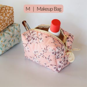 Pastel floral quilted cosmetic pouch pattern download