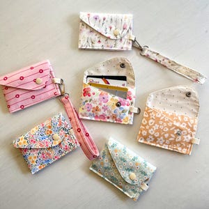 DIY keychain coin purse and card wallet sewing pattern digital download.