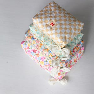 Cosmetic bag pattern PDF with step by step tutorial and sizing options