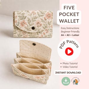 Card Holder Wallet Sewing Pattern PDF, Coin Purse Sewing Tutorial