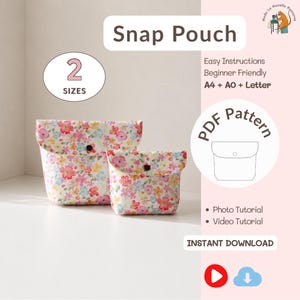 Flower Makeup Pouch Sewing Pattern, Two Size Make Up Bag Tutorial