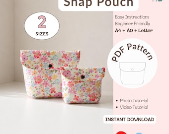 Flower Makeup Pouch Sewing Pattern, Two Size Make Up Bag Tutorial