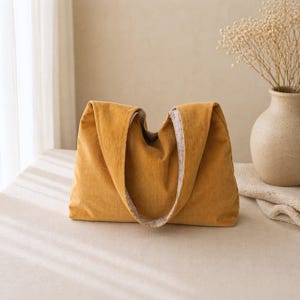 Canvas tote shoulder bag DIY sewing project
