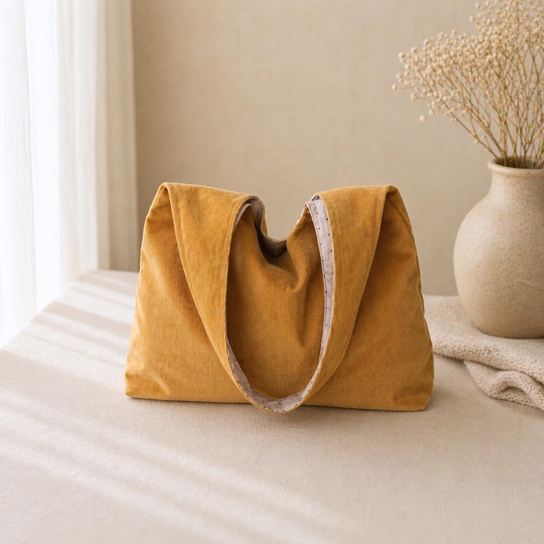 Canvas tote shoulder bag DIY sewing project