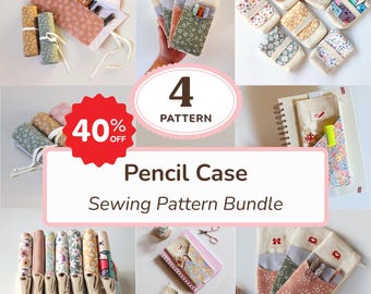 Lot de patrons de couture pour trousse, 4 patrons PDF, tutoriel vidéo sur un porte-stylo
