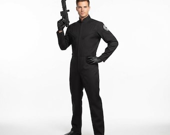 Traje de piloto imperial de vuelo / Mono de cosplay de ciencia ficción negro / Traje de piloto espacial inspirado en fans