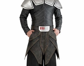 Dark Warrior Cosplay Costume Quilted Black Top Tattered Skirt Sith Inspired Sci Fi Outfit