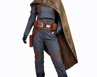 Disfraz de cosplay inspirado en Bo-Katan Kryze para mujer / Traje de vuelo mandaloriano con capa / Traje de cazarrecompensas de ciencia ficción