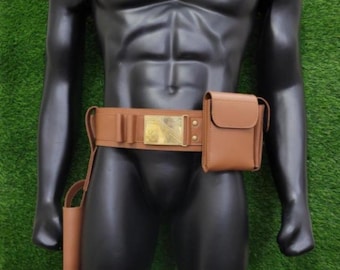 Cinturón de cuero inspirado en los mandalorianos / Cinturón de munición de cazarrecompensas de ciencia ficción / Equipo de cuero para cosplay