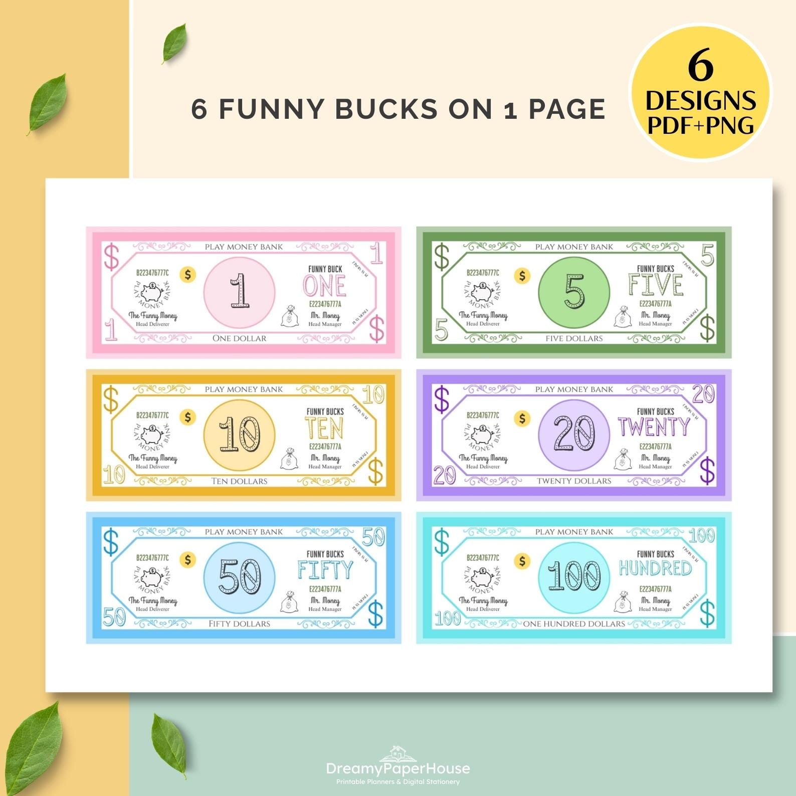 Printable Play Money Dollars for Kids Pretend Play Classroom Currency ...