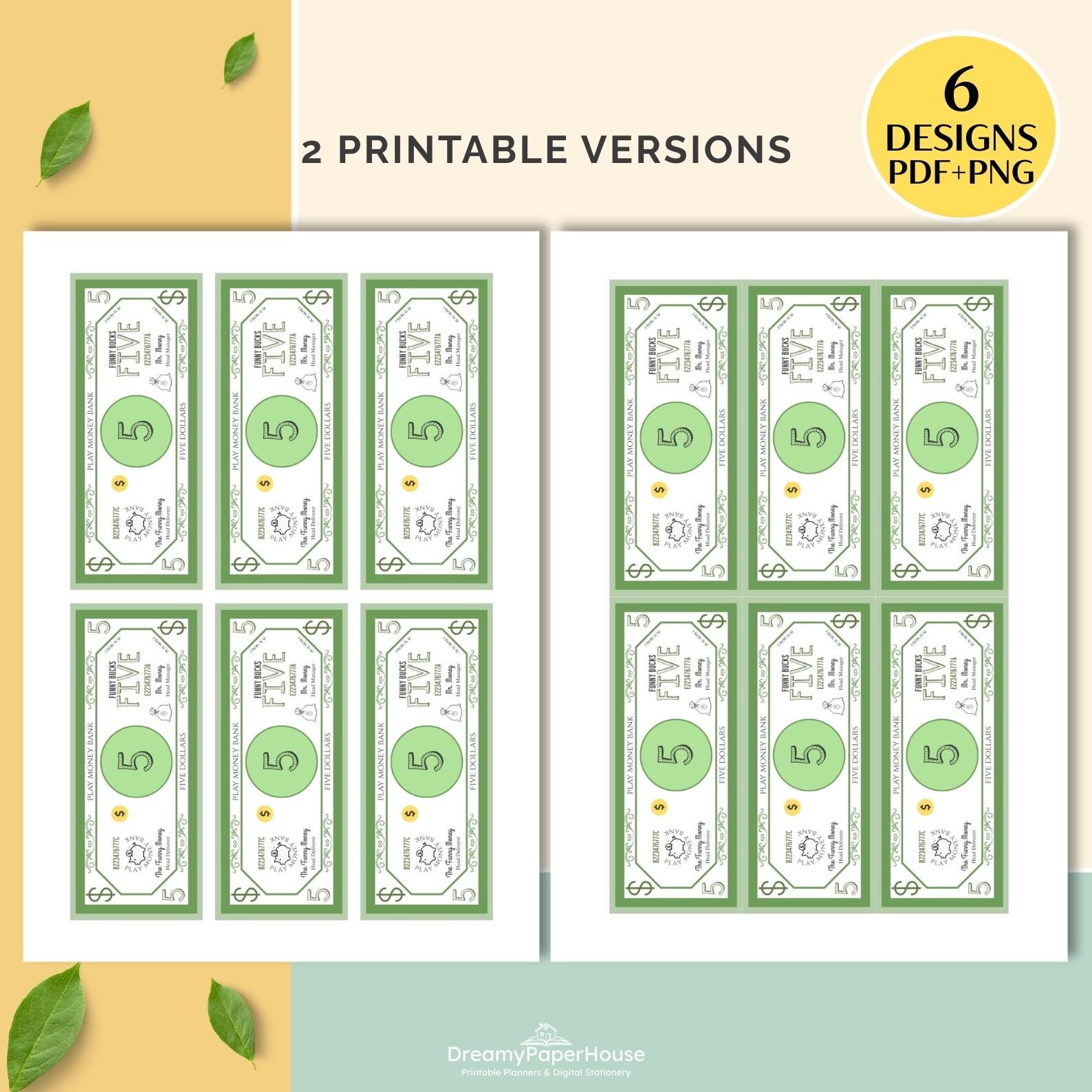 Printable Play Money Dollars for Kids Pretend Play Classroom Currency ...