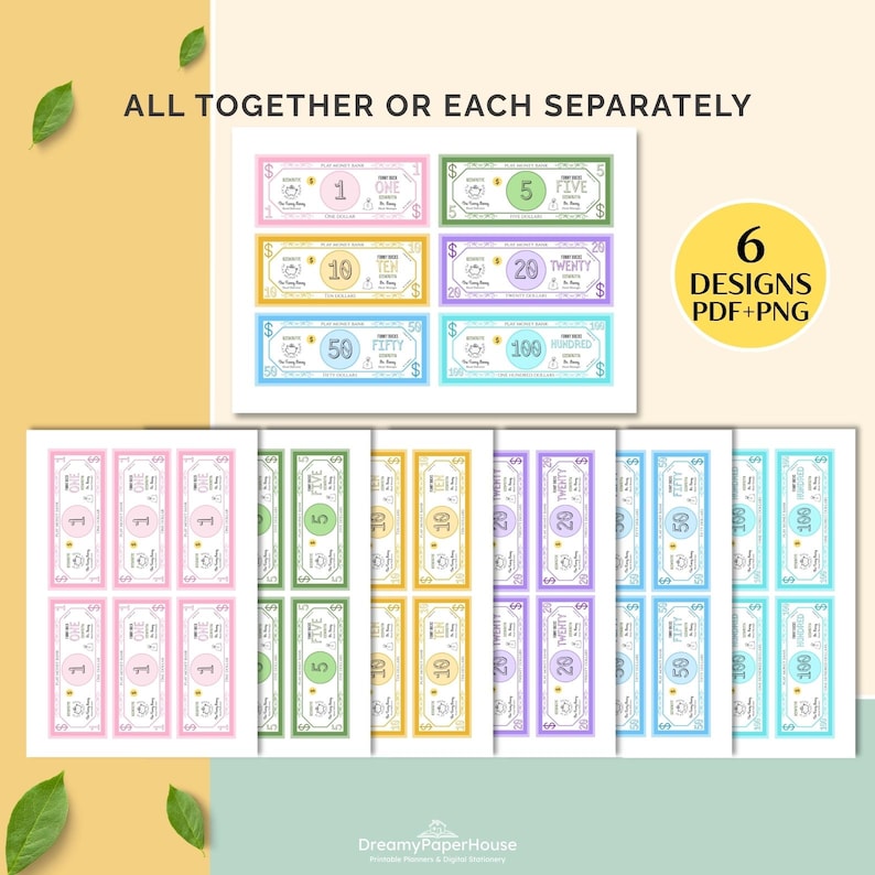 Printable Play Money Dollars for Kids Pretend Play Classroom Currency ...