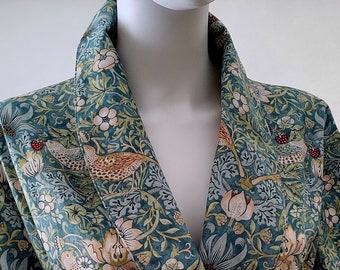 Shawl Collar Style Robe -  Philip Morris Liberty Cotton Robes -  Custom Kimono Robe Color Aqua