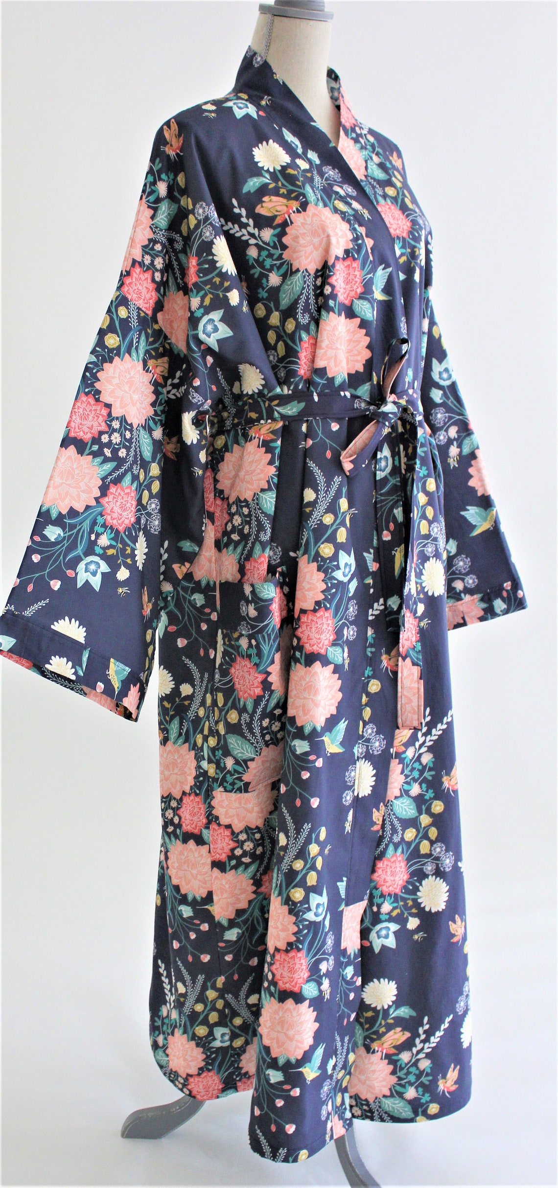 Robe Robes Digital Printed Cotton Robes Custom Kimono Etsy