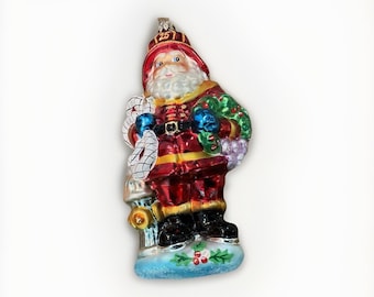 Christopher Radko Red Hot Santa Glass Christmas Ornament Firefighter W/ Box