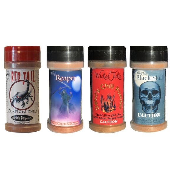 Spice Gift Set Carolina Reaper Hot Chili Powder Ghost Pepper Powder Trinidad Moruga Scorpion Chili Spice 4 Pack