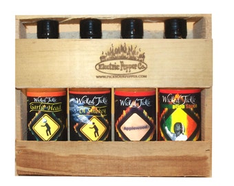 Hot Sauce Gift Set Medium Heat Habanero Chipotle Pepper Gift Garlic Sweet Sauce 4 Pack