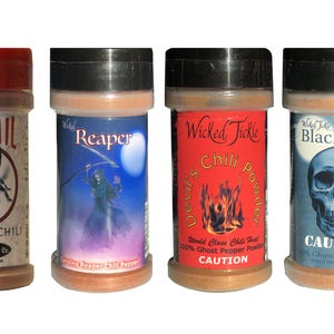 Spice Gift Set Carolina Reaper Hot Chili Powder Ghost Pepper Powder Trinidad Moruga Scorpion Chili Spice 4 Pack image 5