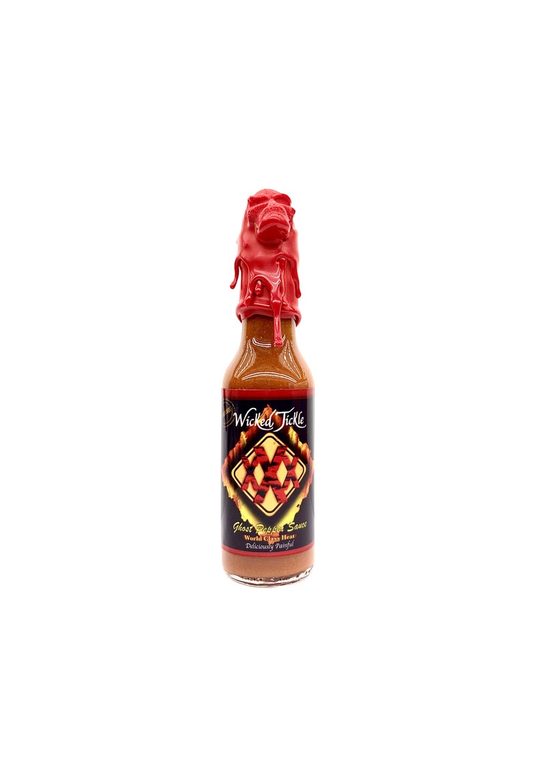 Ghost Pepper Hot Sauce Wicked Tickle XXX Wax Sealed Skull Hot Sauce
