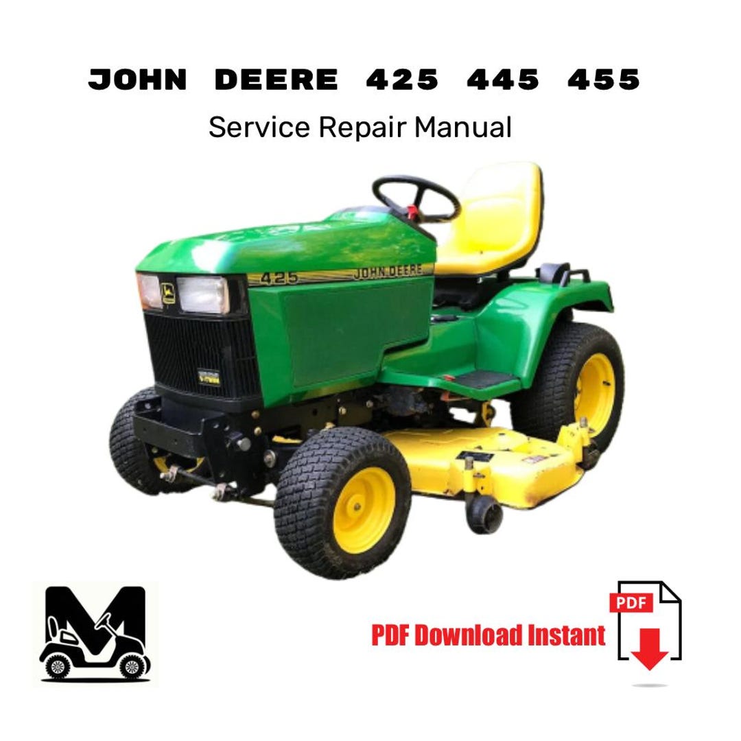 Union 455 Handbook.pdf John Deere 425 445 455 Lawn and Garden Tractor Service Repair Manual ...