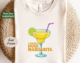Huge Margarita T-Shirt Funny Cocktail Tee Lime Slice Summer Party Graphic Unisex Top