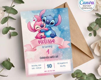 Stitch Birthday Invitation Template: Printable Kids Party Invite (Digital Download)