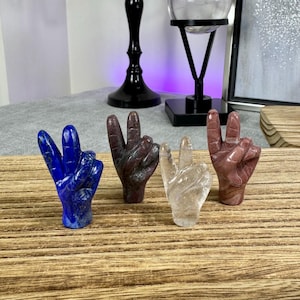 Mini Peace-tecken Kristallhänder | Lapis | Rubin i apatit | Himalayakvarts | Rosettajaspis