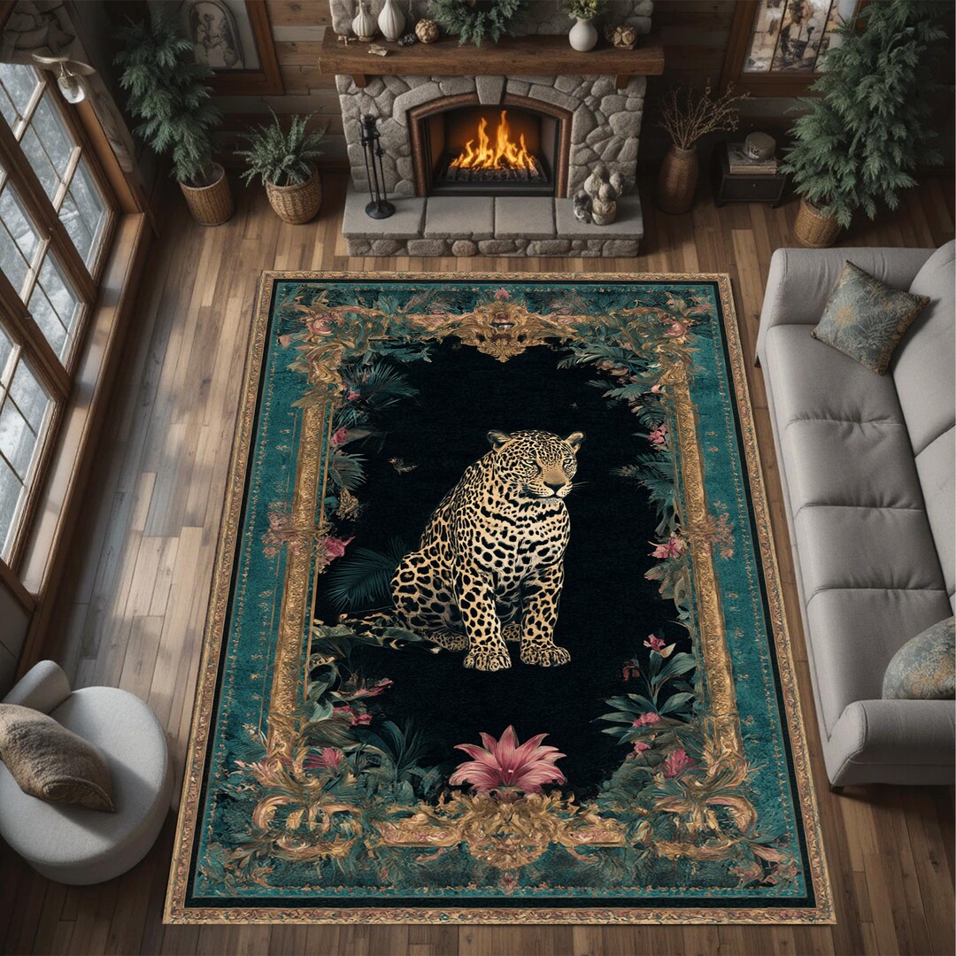 Jaguar Jungle Rug, Exotic Wild Animal Luxury Area Carpet - Etsy