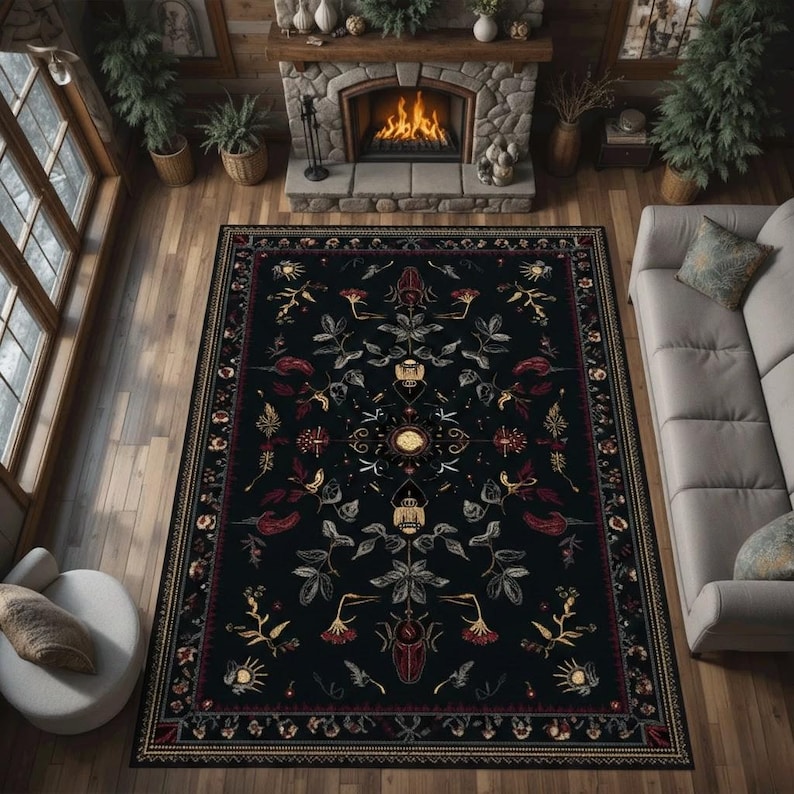 Gothic Beetle Rug: Dark Botanical Victorian Style - Etsy
