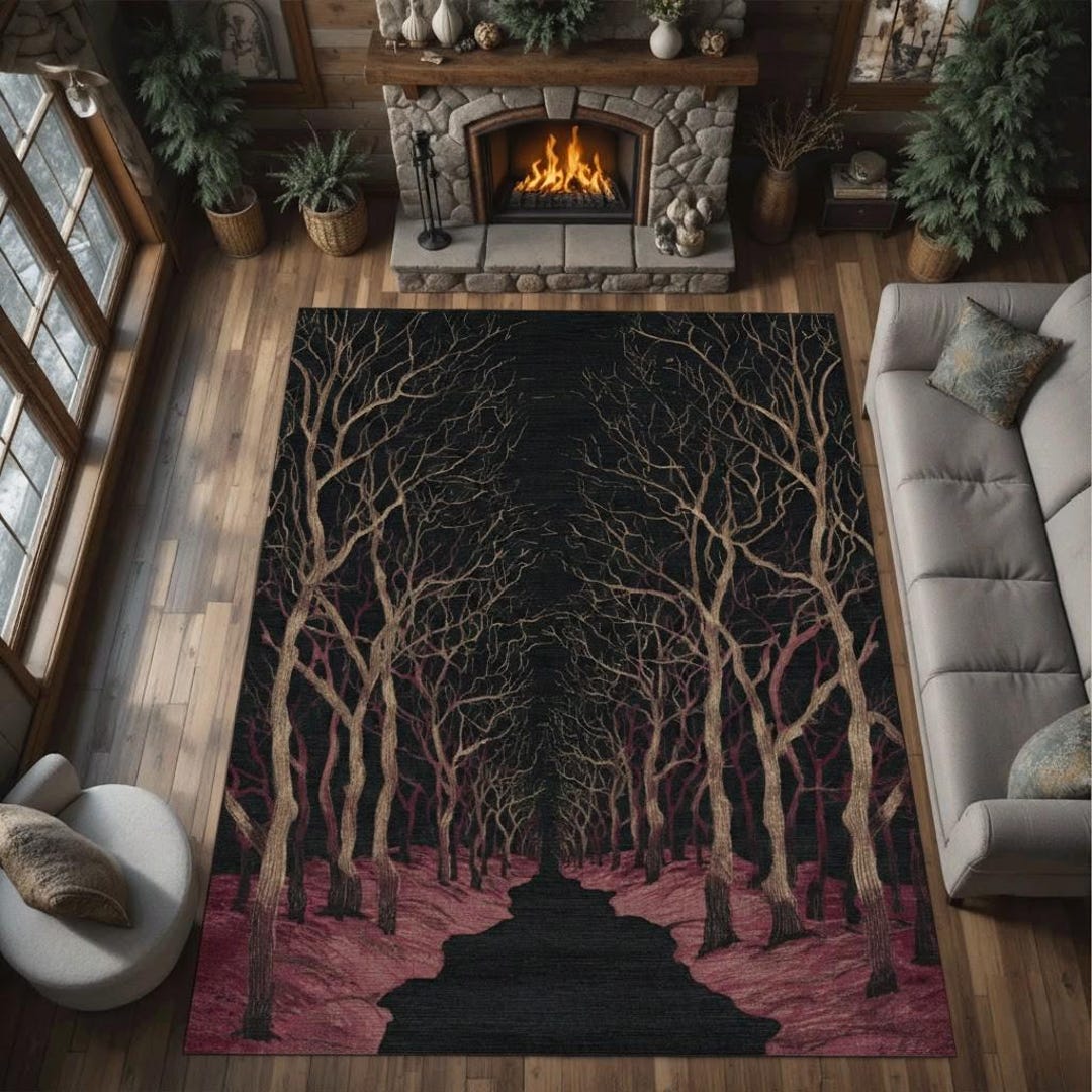 Dark Forest Path Gothic Night Landscape Area Rug - Etsy