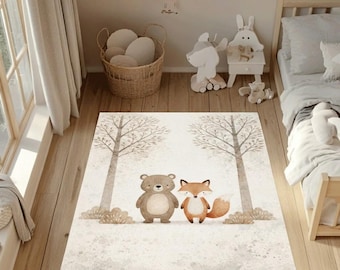 Babykleed Woodland Animals, Bear Fox-kindertapijt