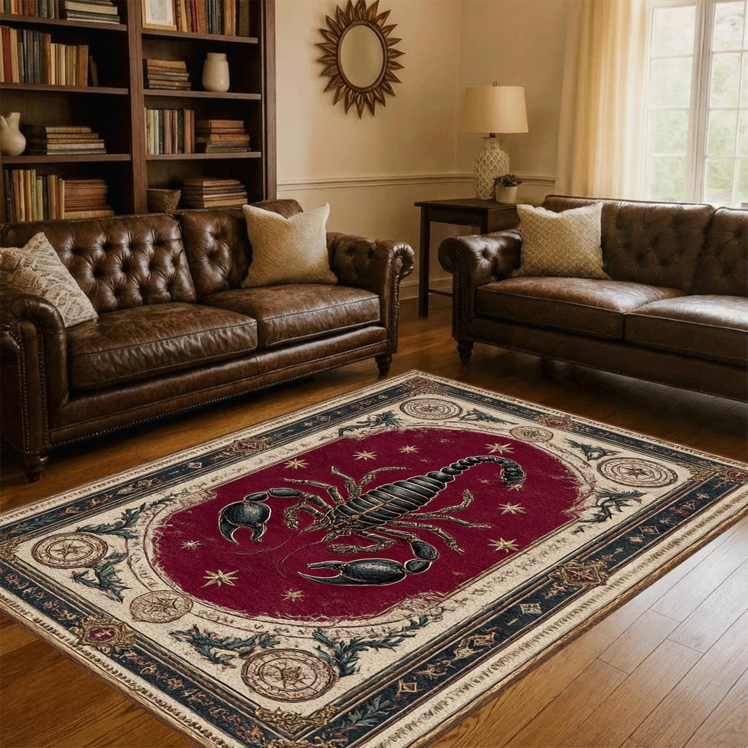Scorpion Zodiac Gothic Rug, Red Mystic Astrology Area Carpet - Etsy