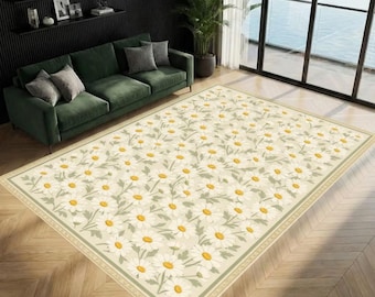 Daisy Floral Rug Cream Botanical Area Rug