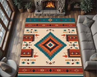 Dywan geometryczny w stylu południowo-zachodnim, etniczny dywan w stylu boho, nowoczesny dywan