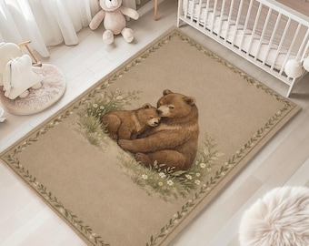 Alfombra de familia de osos, alfombra infantil con animales del bosque
