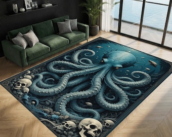 Fantasiekleed donkere octopus, gotisch oceaanmonstergebied tapijt