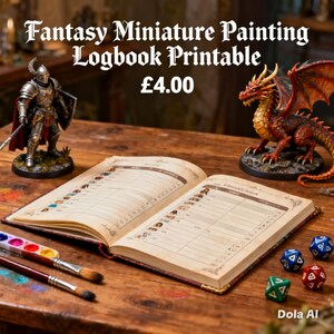 Miniature Painting Logbook Printable l 40 Page Hobby Tracker for Tabletop Minis A4