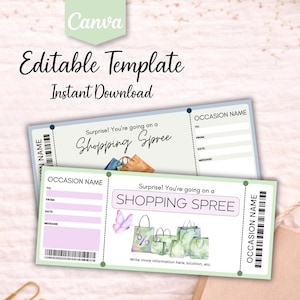 Winkelbon – Bewerkbare winkelbon, Canva-sjabloon voor evenementen en vouchers, sjabloon, digitale download